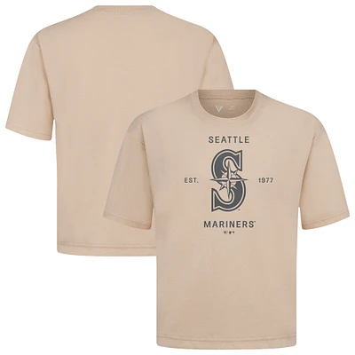 Men's Levelwear Khaki Seattle Mariners Crossway Oversized Luxe Signature Knit T-Shirt
