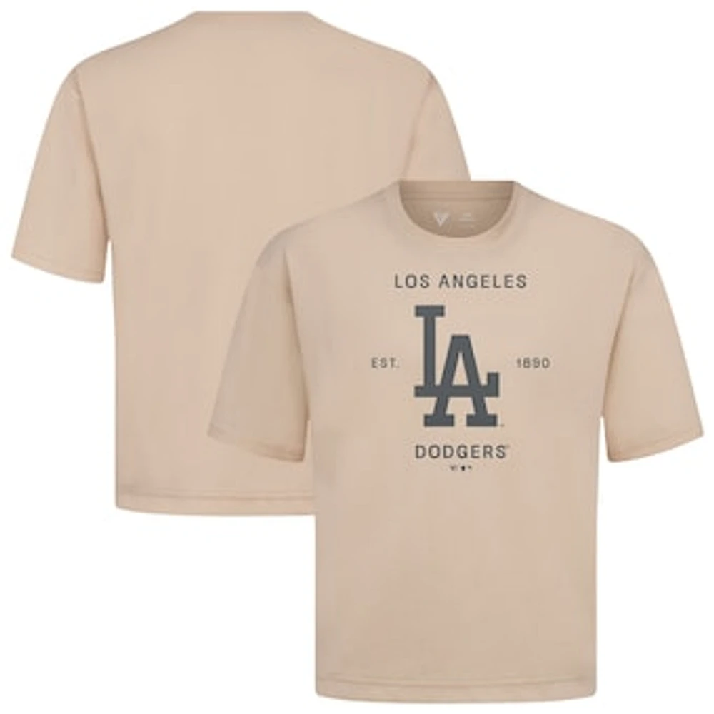 Men's Levelwear Khaki Los Angeles Dodgers Crossway Oversized Luxe Signature Knit T-Shirt