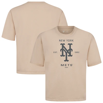 Men's Levelwear Khaki New York Mets Crossway Oversized Luxe Signature Knit T-Shirt
