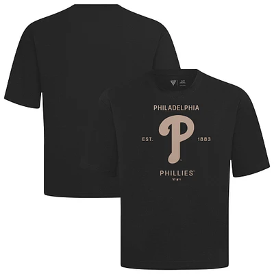 Men's Levelwear Black Philadelphia Phillies Crossway Oversized Luxe Signature Knit T-Shirt