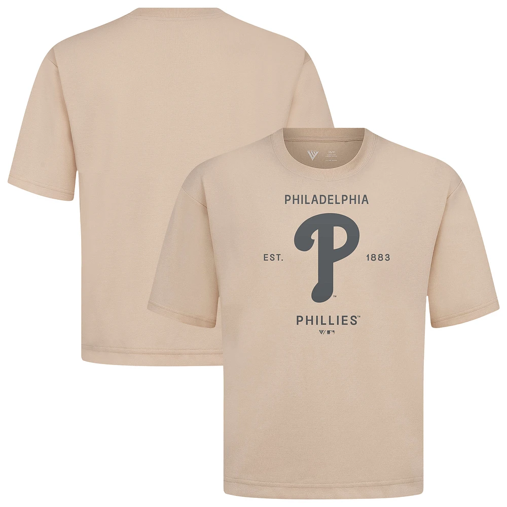 Men's Levelwear Khaki Philadelphia Phillies Crossway Oversized Luxe Signature Knit T-Shirt