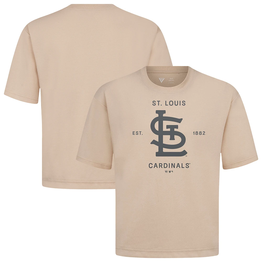 Men's Levelwear Khaki St. Louis Cardinals Crossway Oversized Luxe Signature Knit T-Shirt