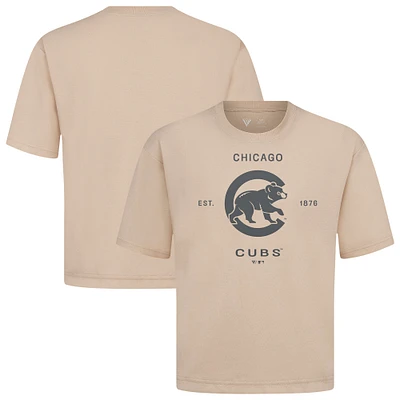 Men's Levelwear Khaki Chicago Cubs Crossway Oversized Luxe Signature Knit T-Shirt