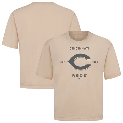 Men's Levelwear Khaki Cincinnati Reds Crossway Oversized Luxe Signature Knit T-Shirt