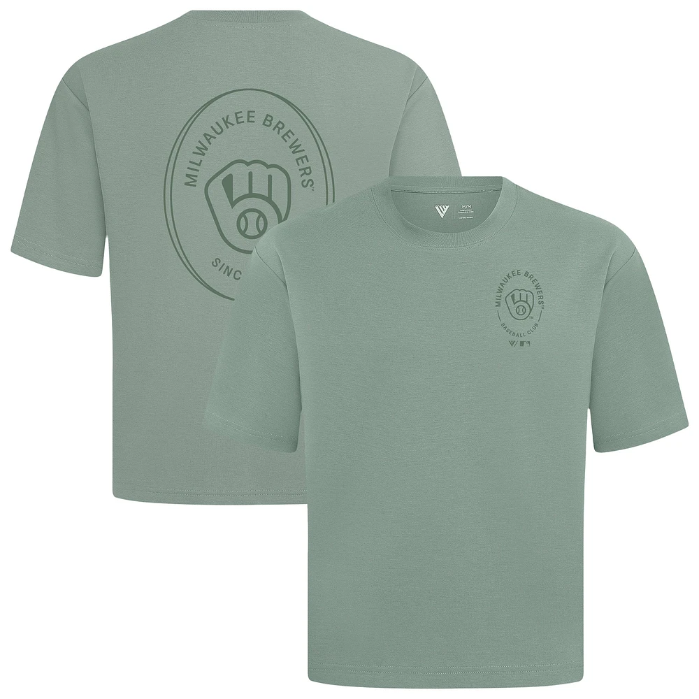 Men's Levelwear Milwaukee Brewers Signet Oversized Luxe Signature Knit T-Shirt