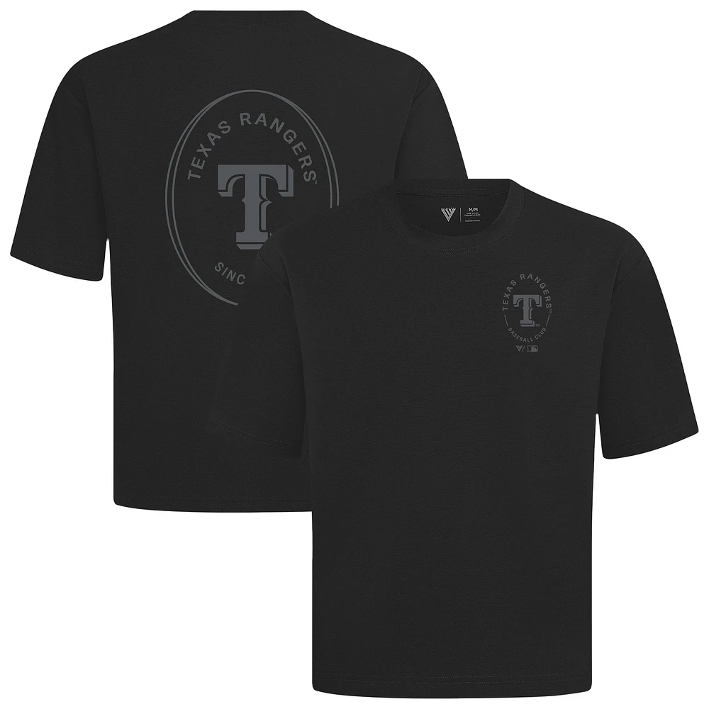 Men's Levelwear Black Texas Rangers Signet Oversized Luxe Signature Knit T-Shirt