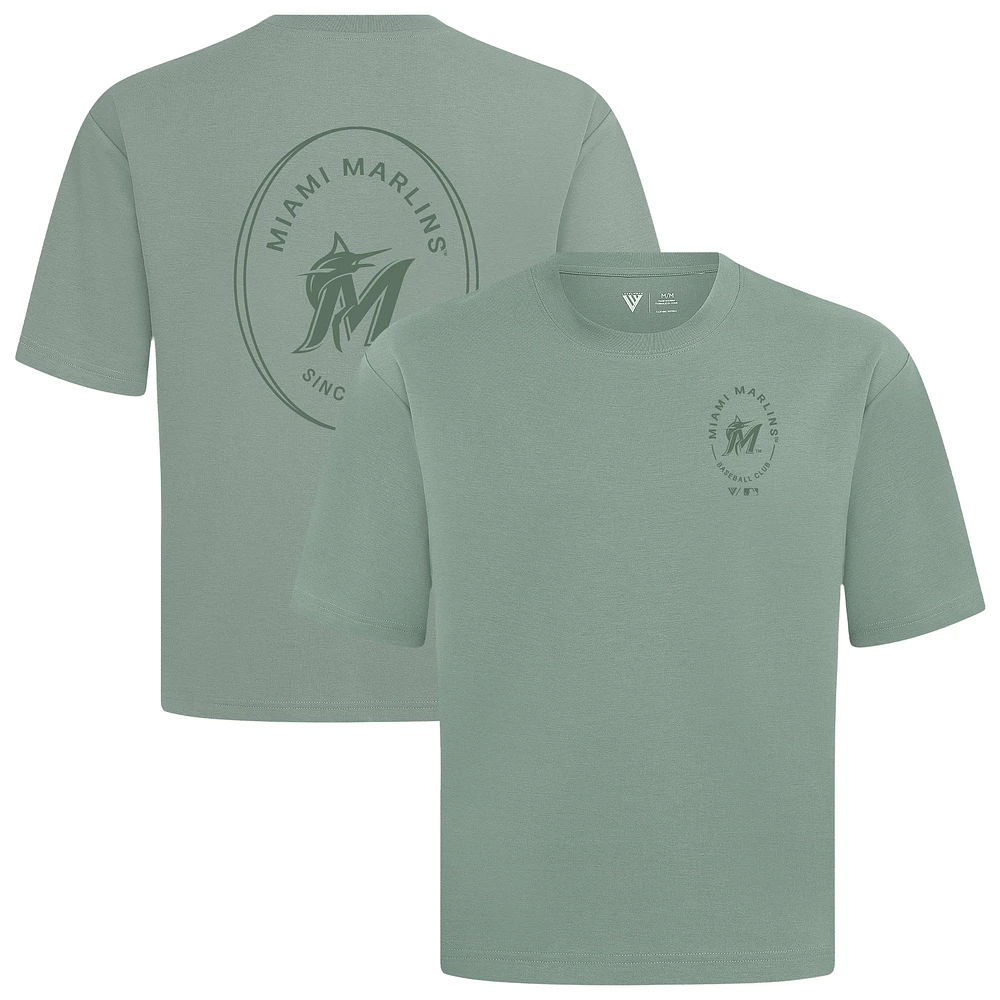 Men's Levelwear Miami Marlins Signet Oversized Luxe Signature Knit T-Shirt