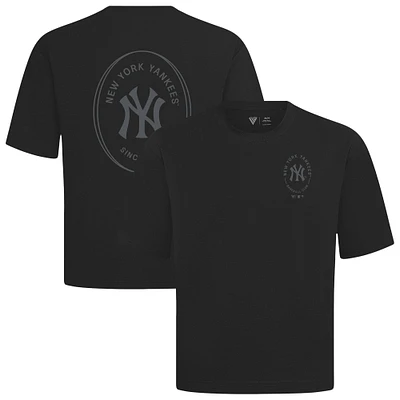 Men's Levelwear Black New York Yankees Signet Oversized Luxe Signature Knit T-Shirt