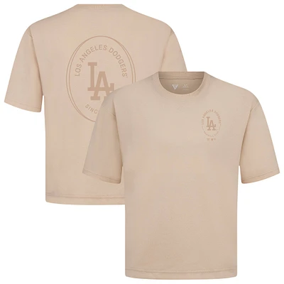 Men's Levelwear Khaki Los Angeles Dodgers Register Oversized Luxe Signature Knit T-Shirt