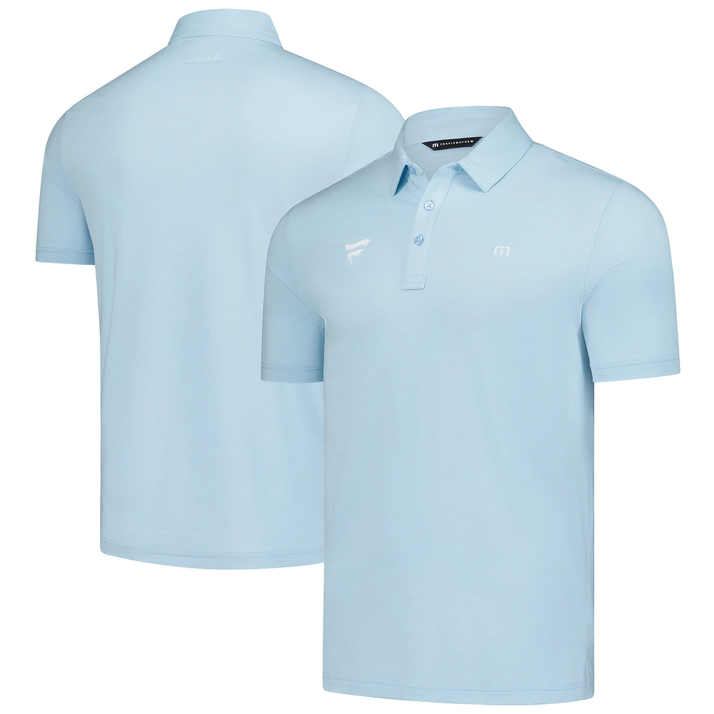 Men's TravisMathew Heather Blue Fanatics Corporate The Heater Tri-Blend Polo