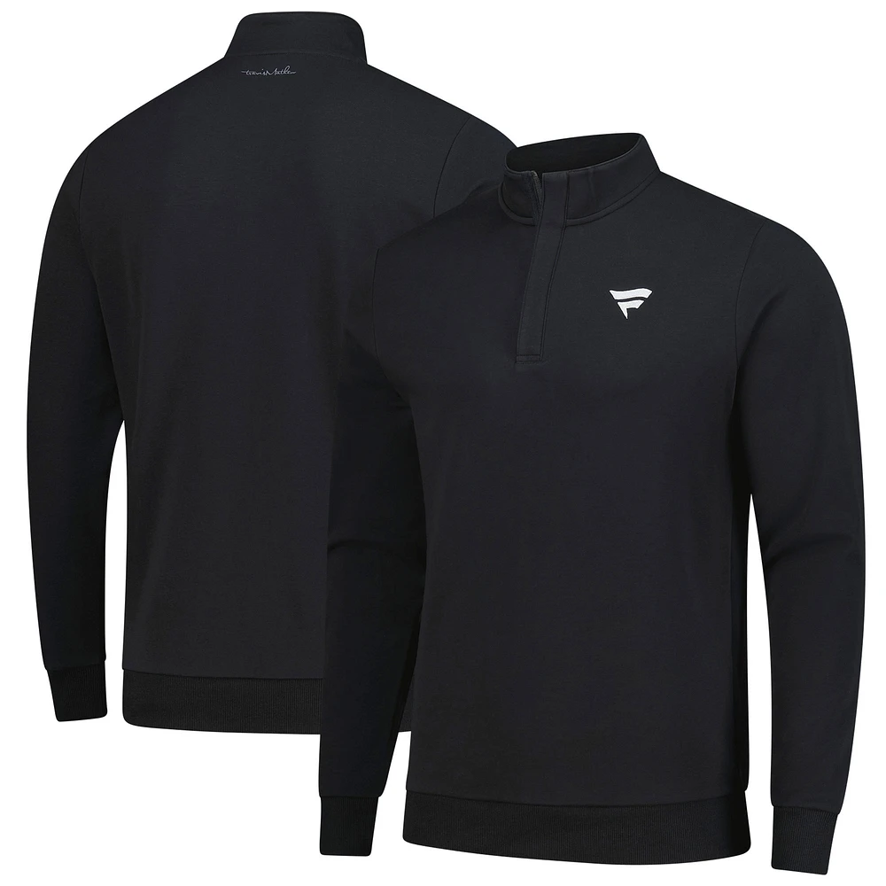 Men's TravisMathew Black Fanatics Corporate Cloud Quarter-Zip Tri-Blend Top