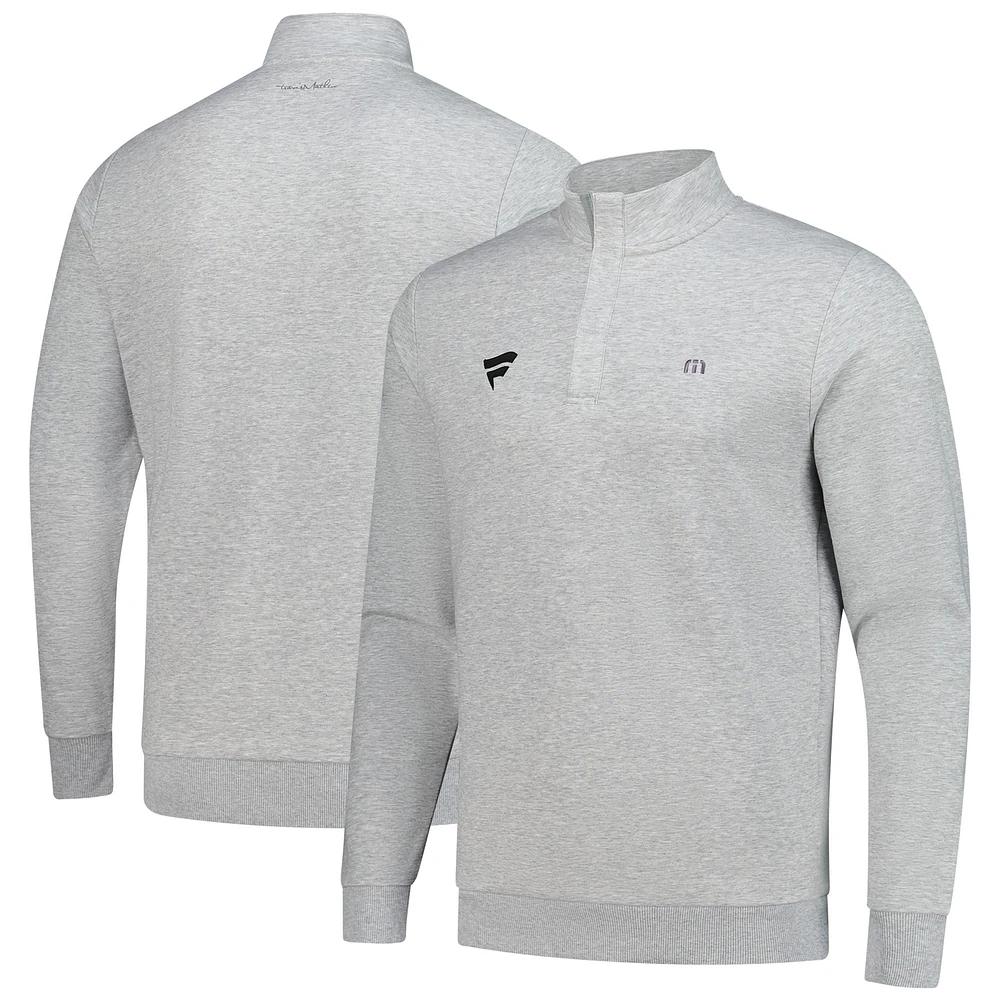 Men's TravisMathew Heather Gray Fanatics Corporate Cloud Quarter-Zip Tri-Blend Top