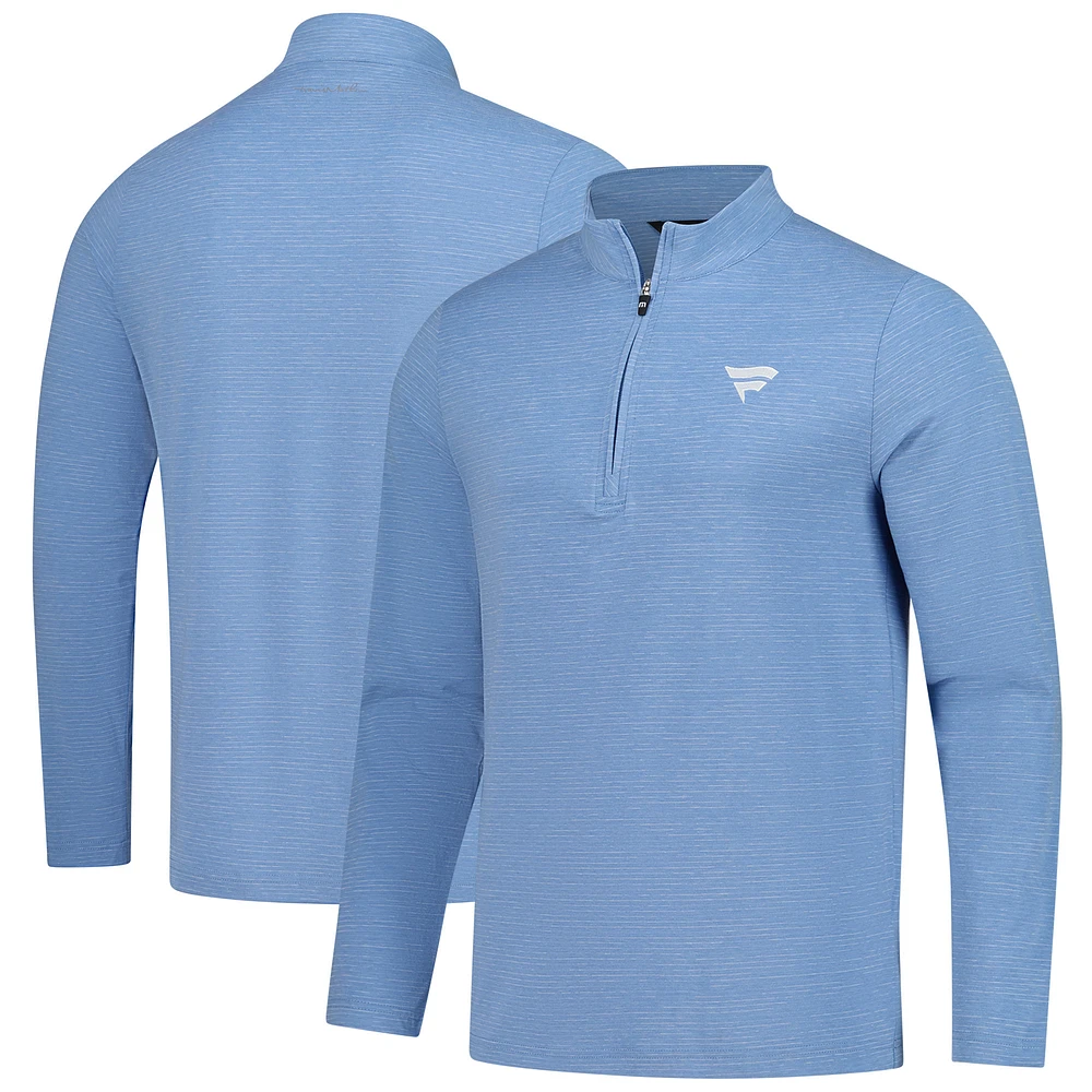 Men's TravisMathew Light Blue Fanatics Corporate The Heater Quarter-Zip Tri-Blend Top