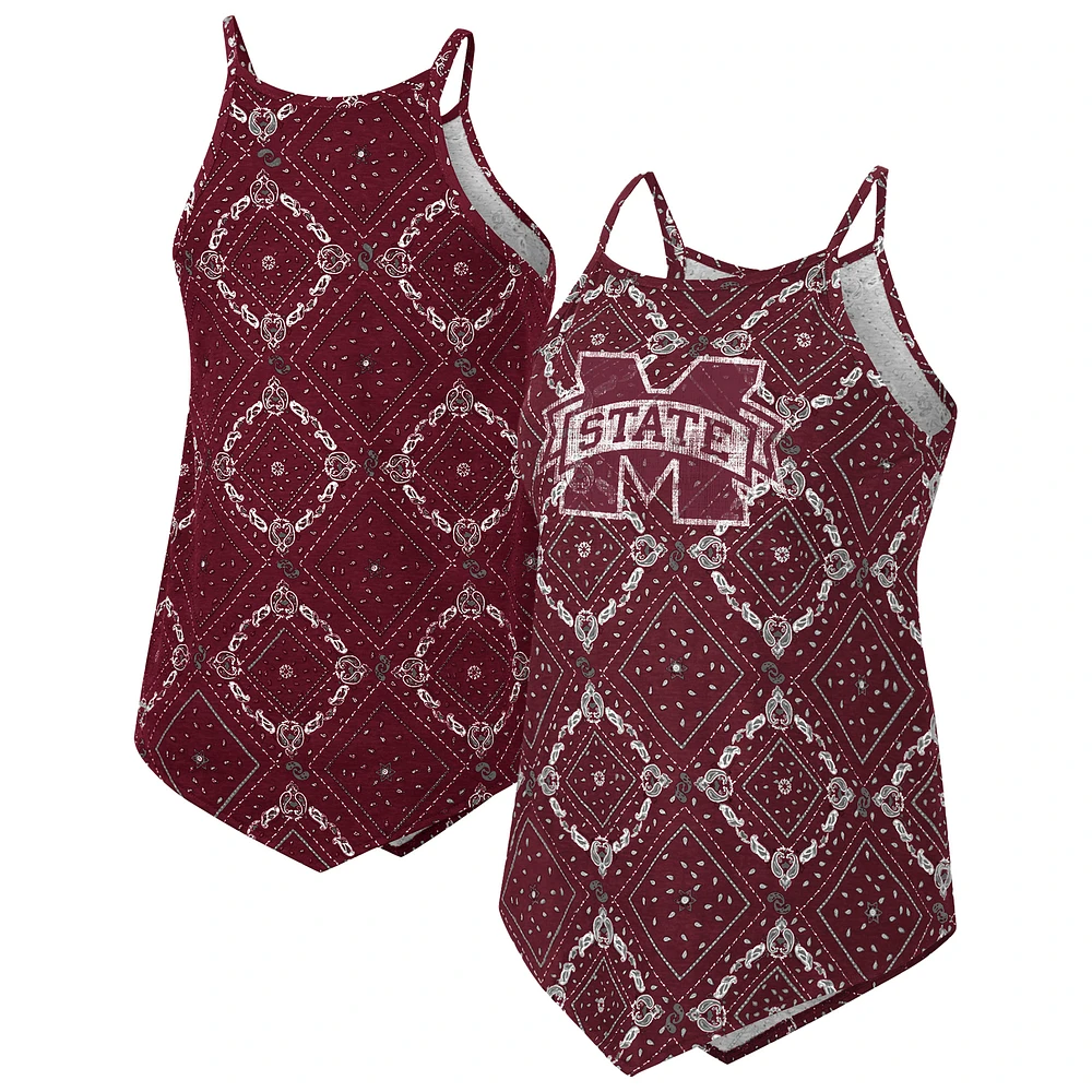 Women's Colosseum Maroon Mississippi State Bulldogs Wrangler Bandana Tank Top