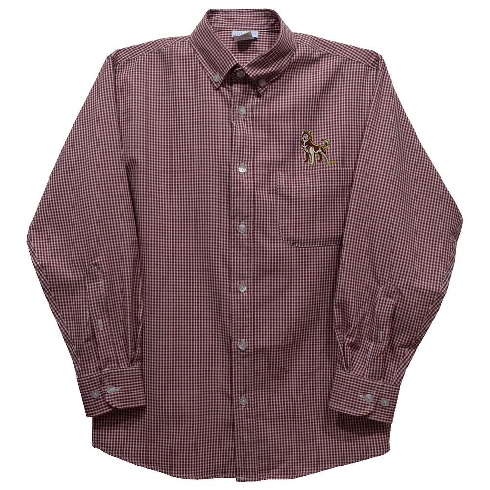 Infant Vive La Fete Maroon Bloomsburg Huskies Gingham Button-Down Long Sleeve Shirt