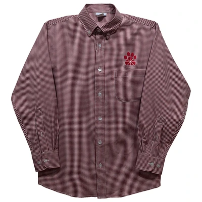 Infant Vive La Fete Red Chapman Panthers Gingham Button-Down Long Sleeve Shirt