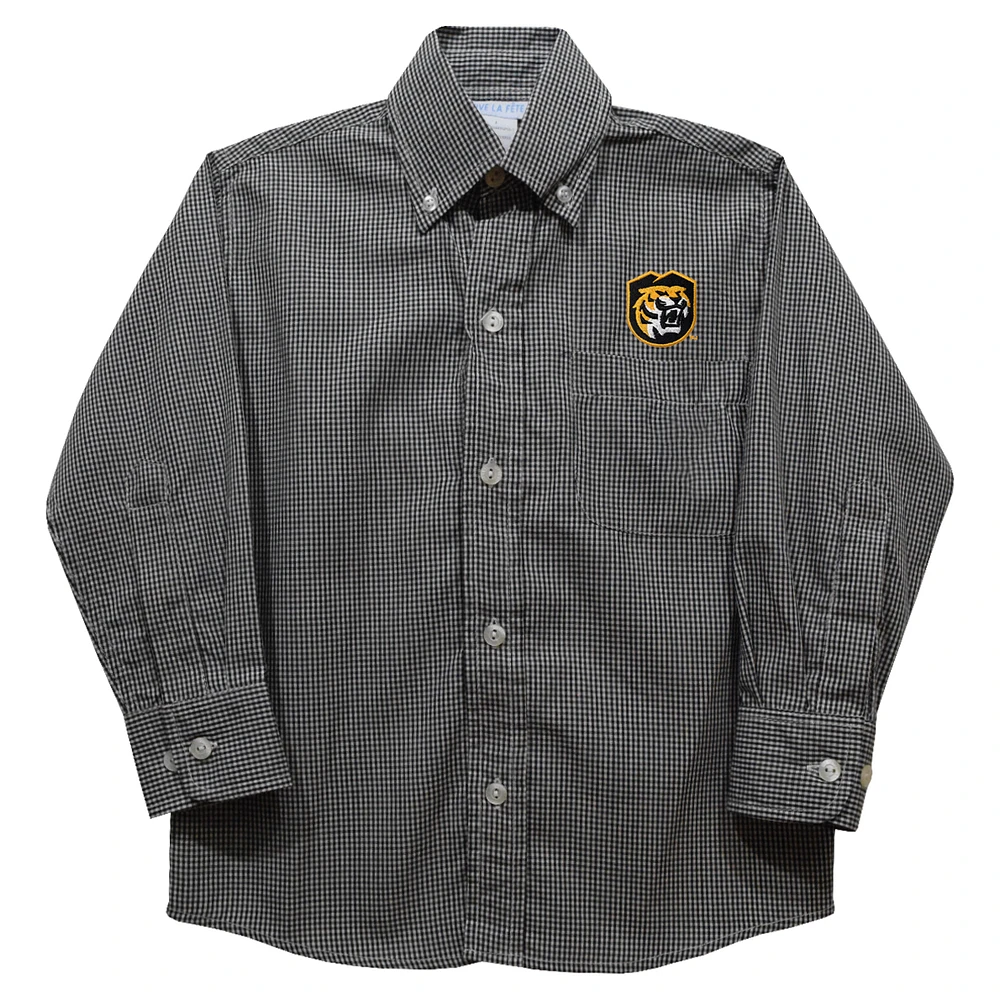 Infant Vive La Fete Black Colorado College Tigers Gingham Button-Down Long Sleeve Shirt