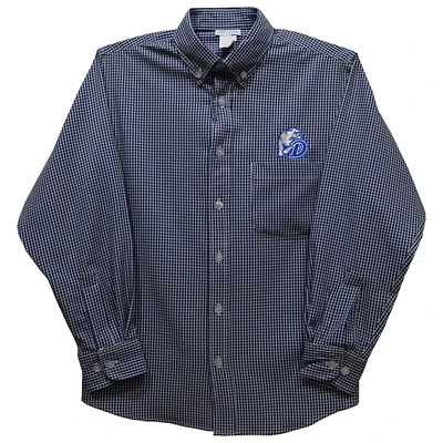 Infant Vive La Fete Blue Drake Bulldogs Gingham Button-Down Long Sleeve Shirt