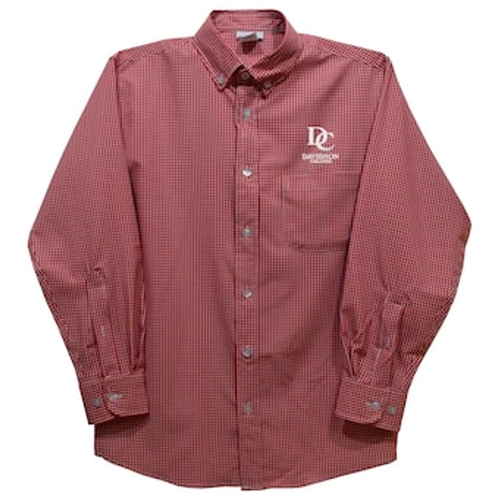 Infant Vive La Fete Red Davidson Wildcats Gingham Button-Down Long Sleeve Shirt