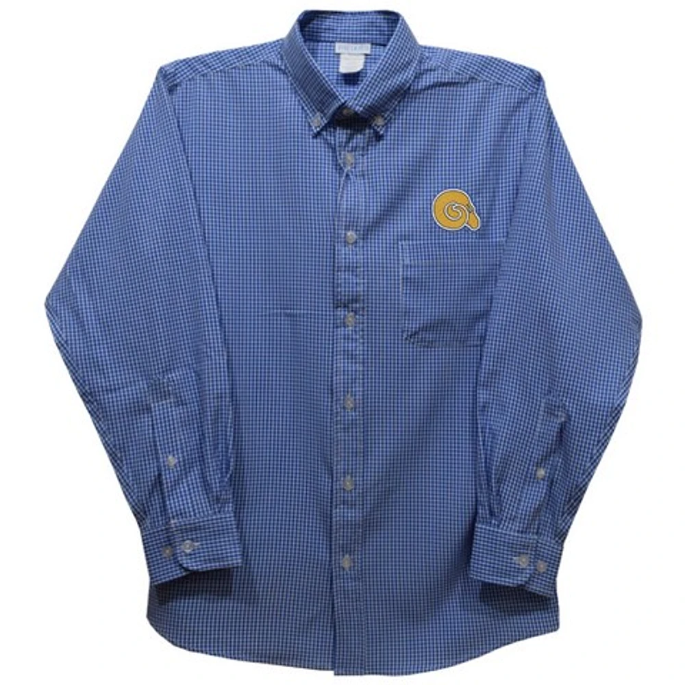 Infant Vive La Fete Blue Albany State Golden Rams Gingham Button-Down Long Sleeve Shirt