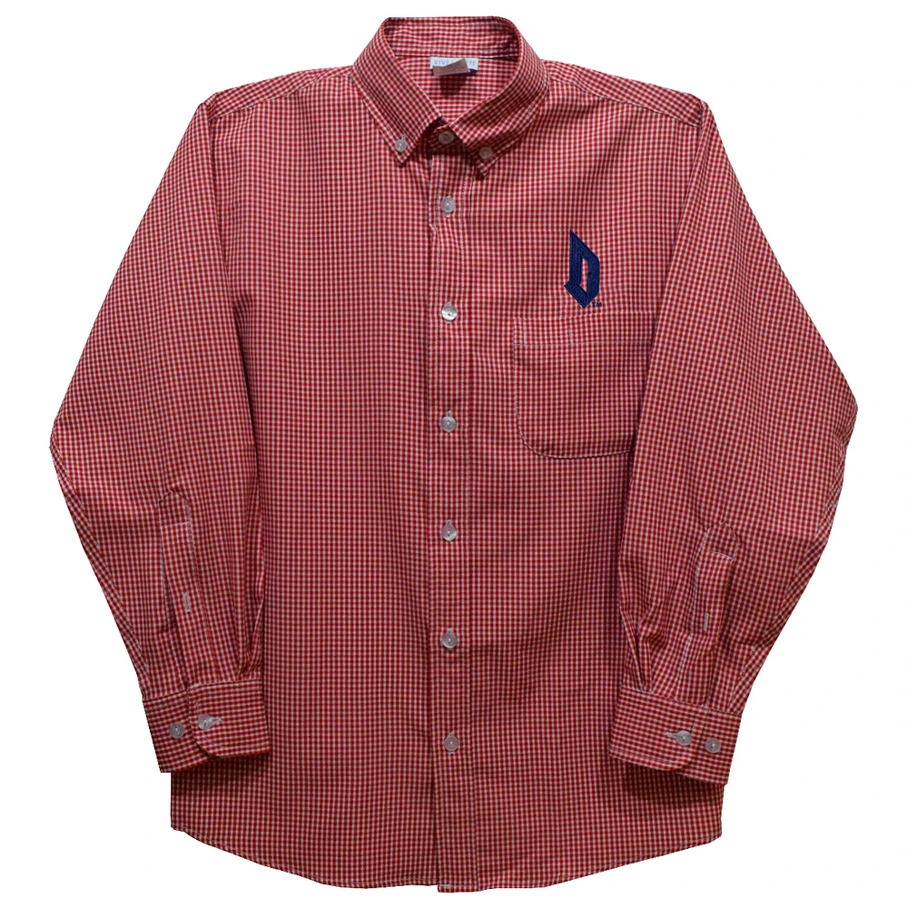 Infant Vive La Fete Red Duquesne Dukes Gingham Button-Down Long Sleeve Shirt