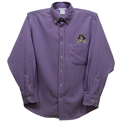 Infant Vive La Fete Purple ECU Pirates Gingham Button-Down Long Sleeve Shirt