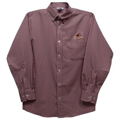 Infant Vive La Fete Maroon Elon Phoenix Gingham Button-Down Long Sleeve Shirt