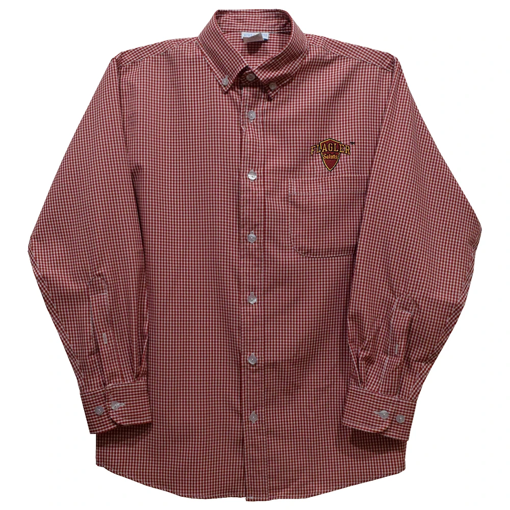 Infant Vive La Fete Crimson Flagler Saints Gingham Button-Down Long Sleeve Shirt