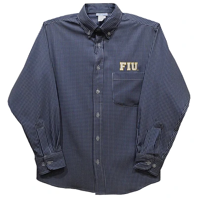 Infant Vive La Fete Navy FIU Panthers Gingham Button-Down Long Sleeve Shirt