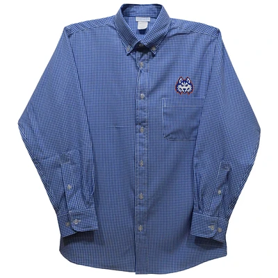 Infant Vive La Fete Blue Houston Christian Huskies Gingham Button-Down Long Sleeve Shirt