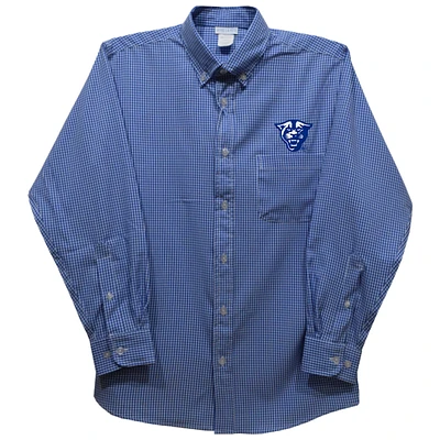 Infant Vive La Fete Blue Georgia State Panthers Gingham Button-Down Long Sleeve Shirt
