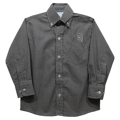 Infant Vive La Fete Black Kennesaw State Owls Gingham Button-Down Long Sleeve Shirt