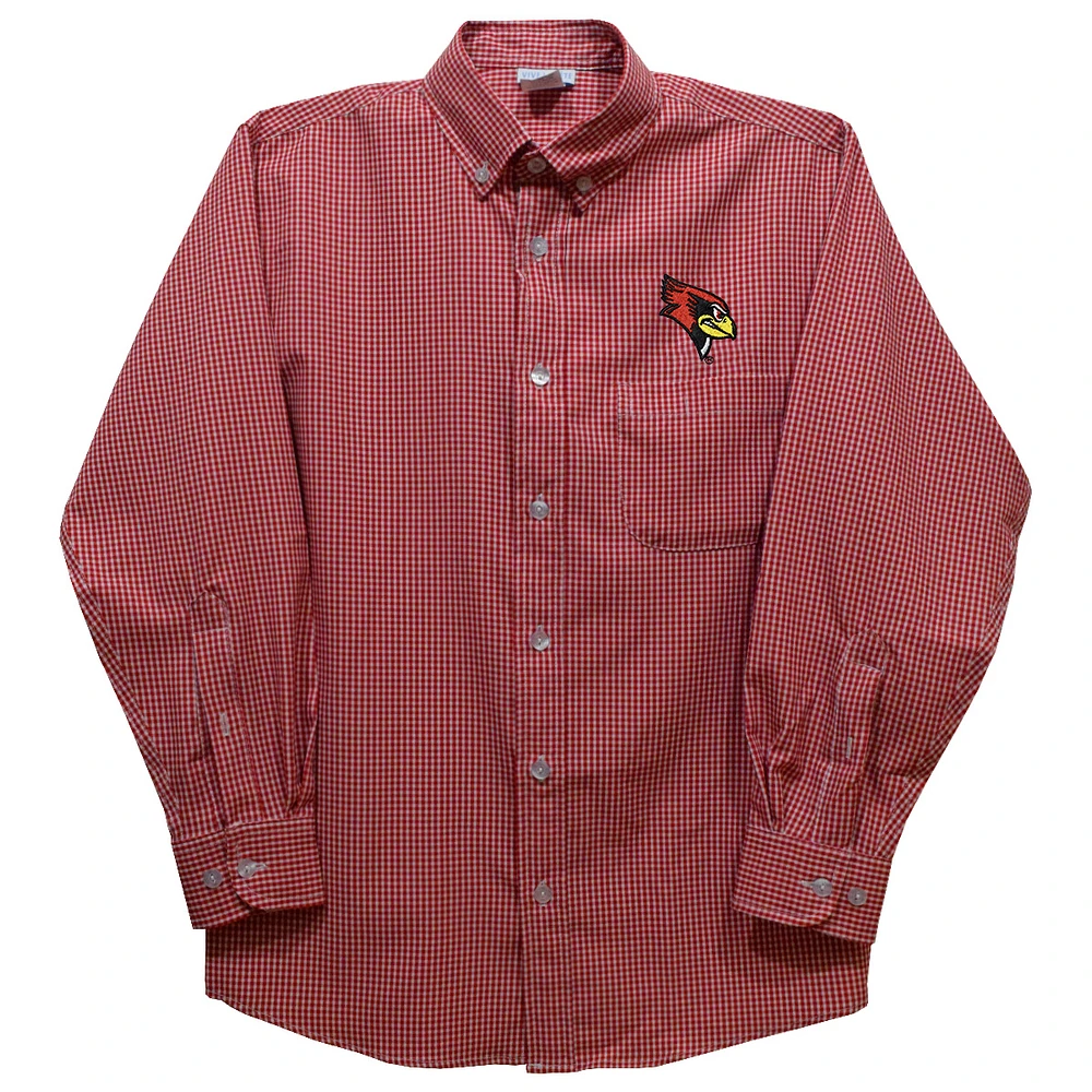 Infant Vive La Fete Red Illinois State Redbirds Gingham Button-Down Long Sleeve Shirt