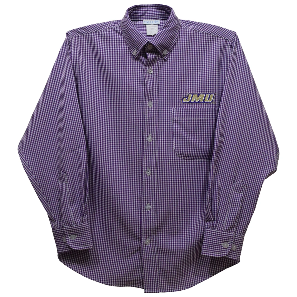 Infant Vive La Fete Purple James Madison Dukes Gingham Button-Down Long Sleeve Shirt