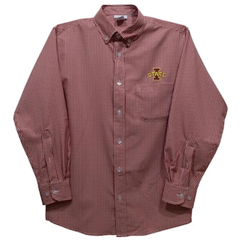 Infant Vive La Fete Cardinal Iowa State Cyclones Gingham Button-Down Long Sleeve Shirt