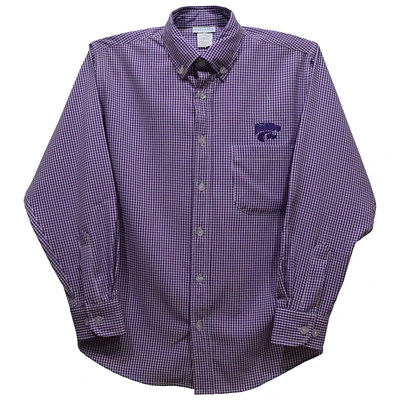 Infant Vive La Fete Purple Kansas State Wildcats Gingham Button-Down Long Sleeve Shirt