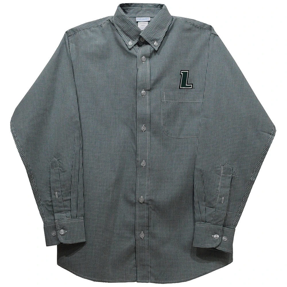 Infant Vive La Fete Green Loyola Greyhounds Gingham Button-Down Long Sleeve Shirt