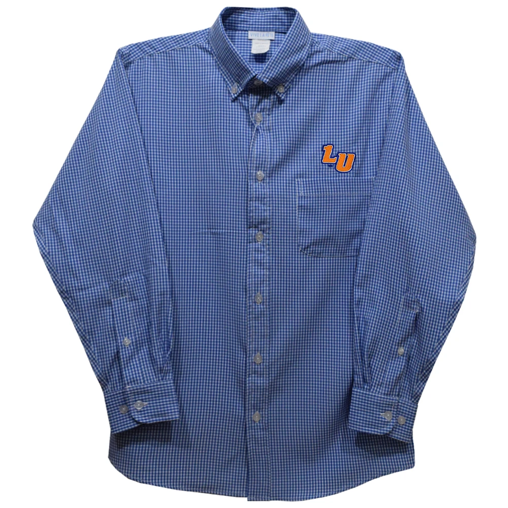 Infant Vive La Fete Blue Lincoln Lions Gingham Button-Down Long Sleeve Shirt