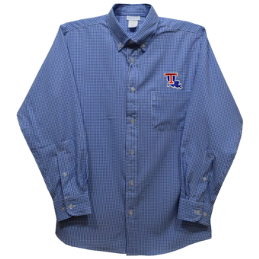 Infant Vive La Fete Royal Louisiana Tech Bulldogs Gingham Button-Down Long Sleeve Shirt