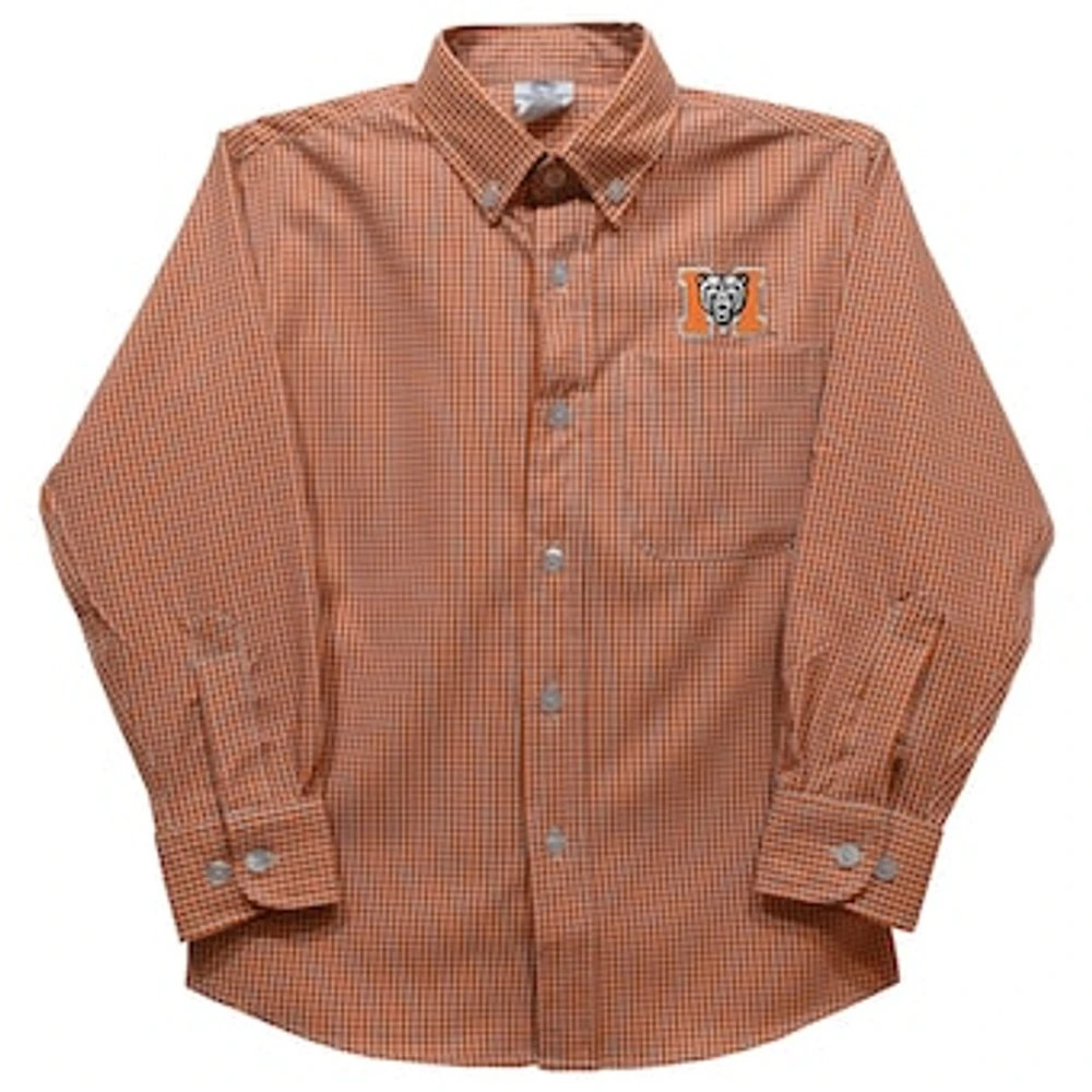 Infant Vive La Fete Orange Mercer Bears Gingham Button-Down Long Sleeve Shirt