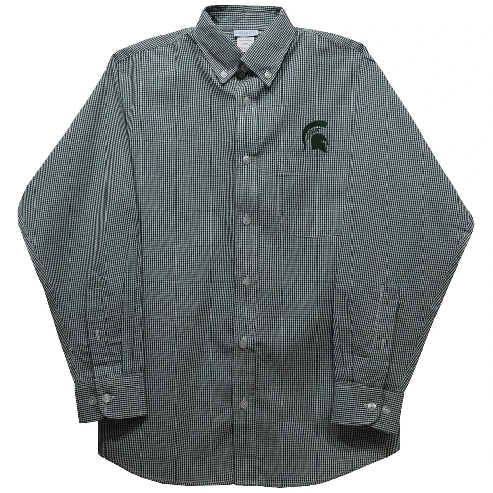Infant Vive La Fete Green Michigan State Spartans Gingham Button-Down Long Sleeve Shirt
