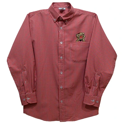 Infant Vive La Fete Red Maryland Terrapins Gingham Button-Down Long Sleeve Shirt