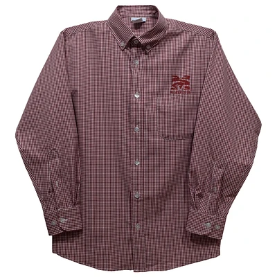 Infant Vive La Fete Maroon Morehouse Tigers Gingham Button-Down Long Sleeve Shirt