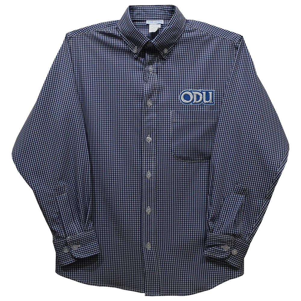 Infant Vive La Fete Blue Old Dominion Monarchs Gingham Button-Down Long Sleeve Shirt