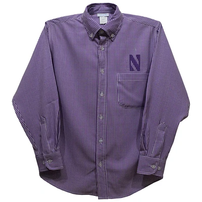 Infant Vive La Fete Purple Northwestern Wildcats Gingham Button-Down Long Sleeve Shirt