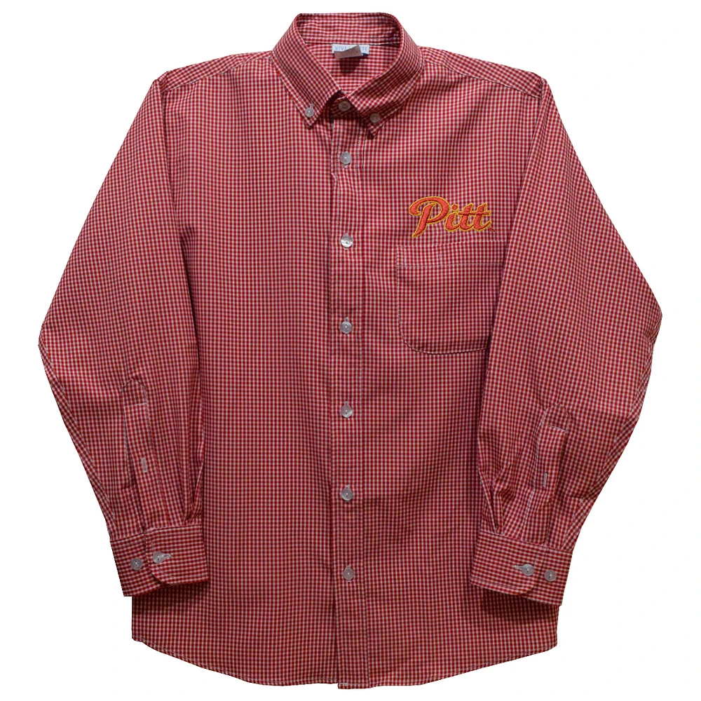 Infant Vive La Fete Crimson Pittsburg State Gorillas Gingham Button-Down Long Sleeve Shirt