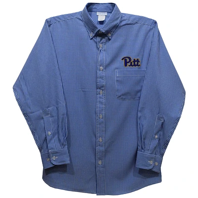 Infant Vive La Fete Royal Pitt Panthers Gingham Button-Down Long Sleeve Shirt