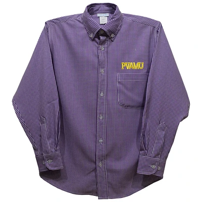 Infant Vive La Fete Purple Prairie View A&M Panthers Gingham Button-Down Long Sleeve Shirt