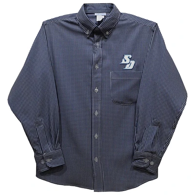 Infant Vive La Fete Navy San Diego Toreros Gingham Button-Down Long Sleeve Shirt