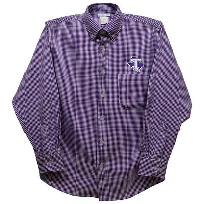 Infant Vive La Fete Purple Tarleton State Texans Gingham Button-Down Long Sleeve Shirt
